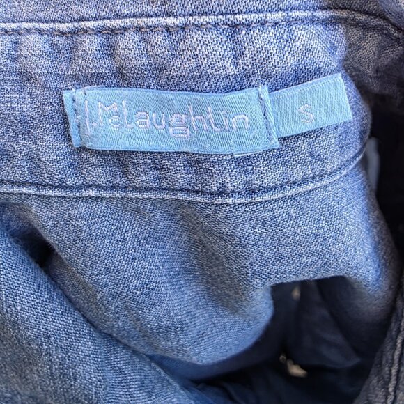 J. McLaughlin Blue Birdie Linen Blend Shirt Button Down Chambray Top Sz Small - Picture 5 of 5